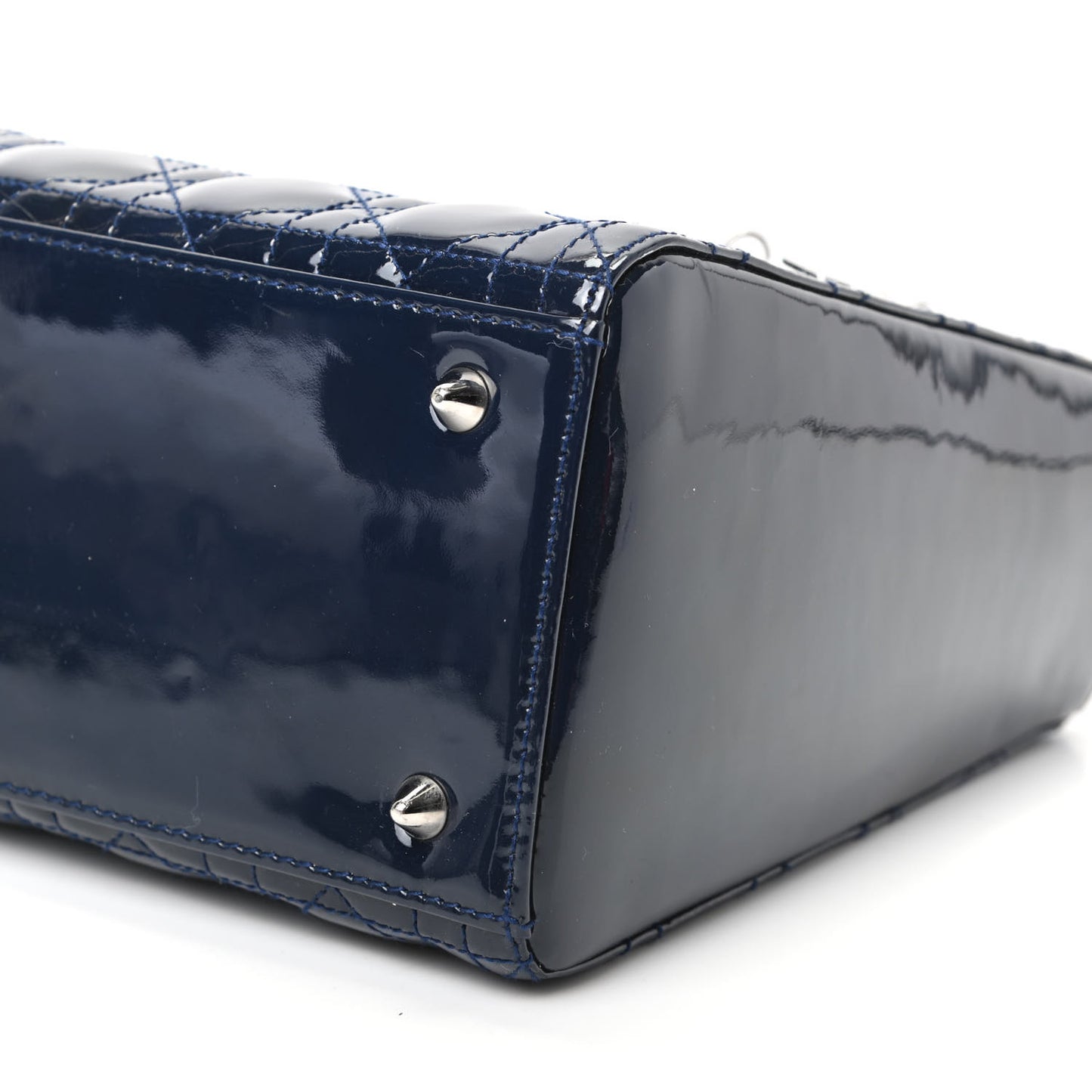 Patent Cannage Medium Lady Dior Navy Blue