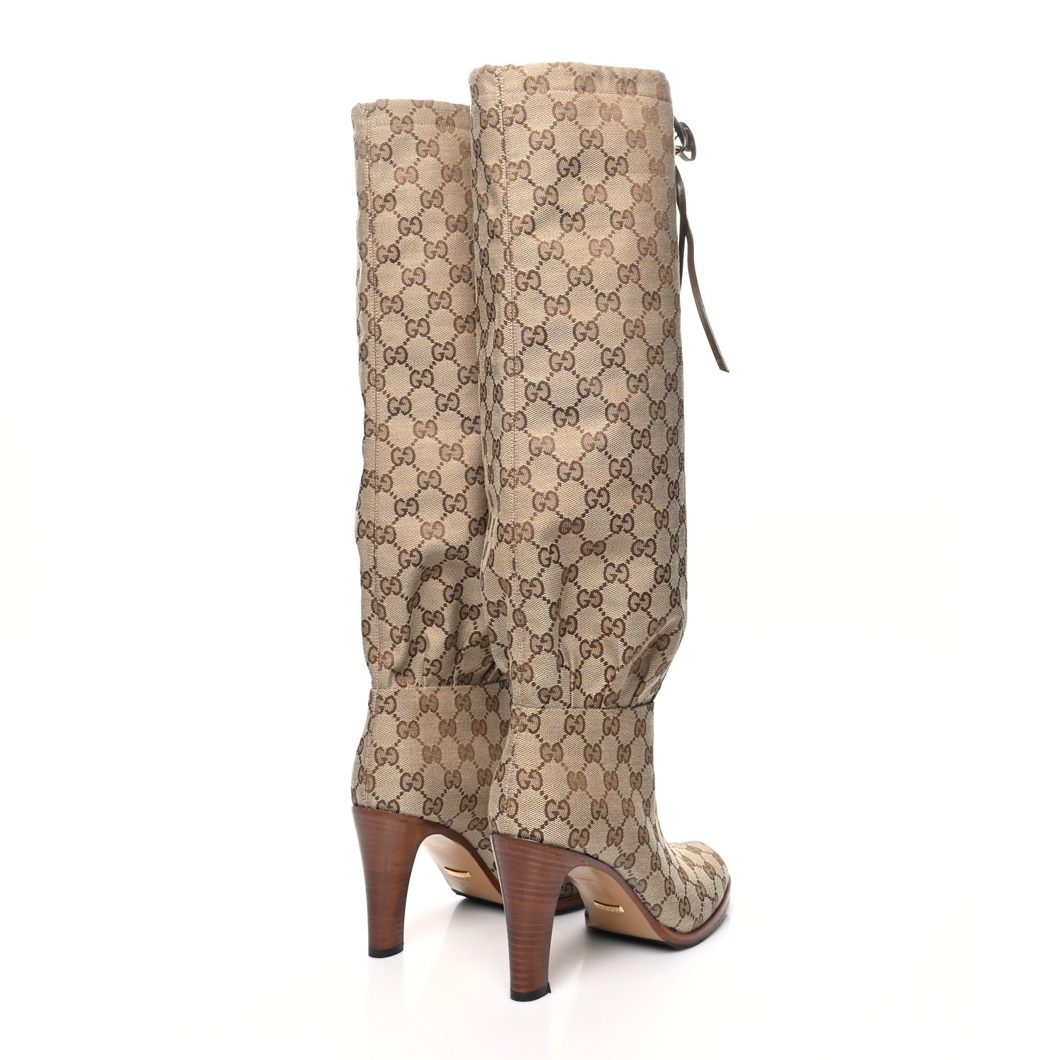 Gucci Monogram Lisa Mid Heel Boots 39.5 Beige Ebony 4 of 7