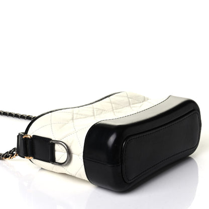 Chanel Aged Calfskin Quilted Small Gabrielle Hobo Black White 3 of 5