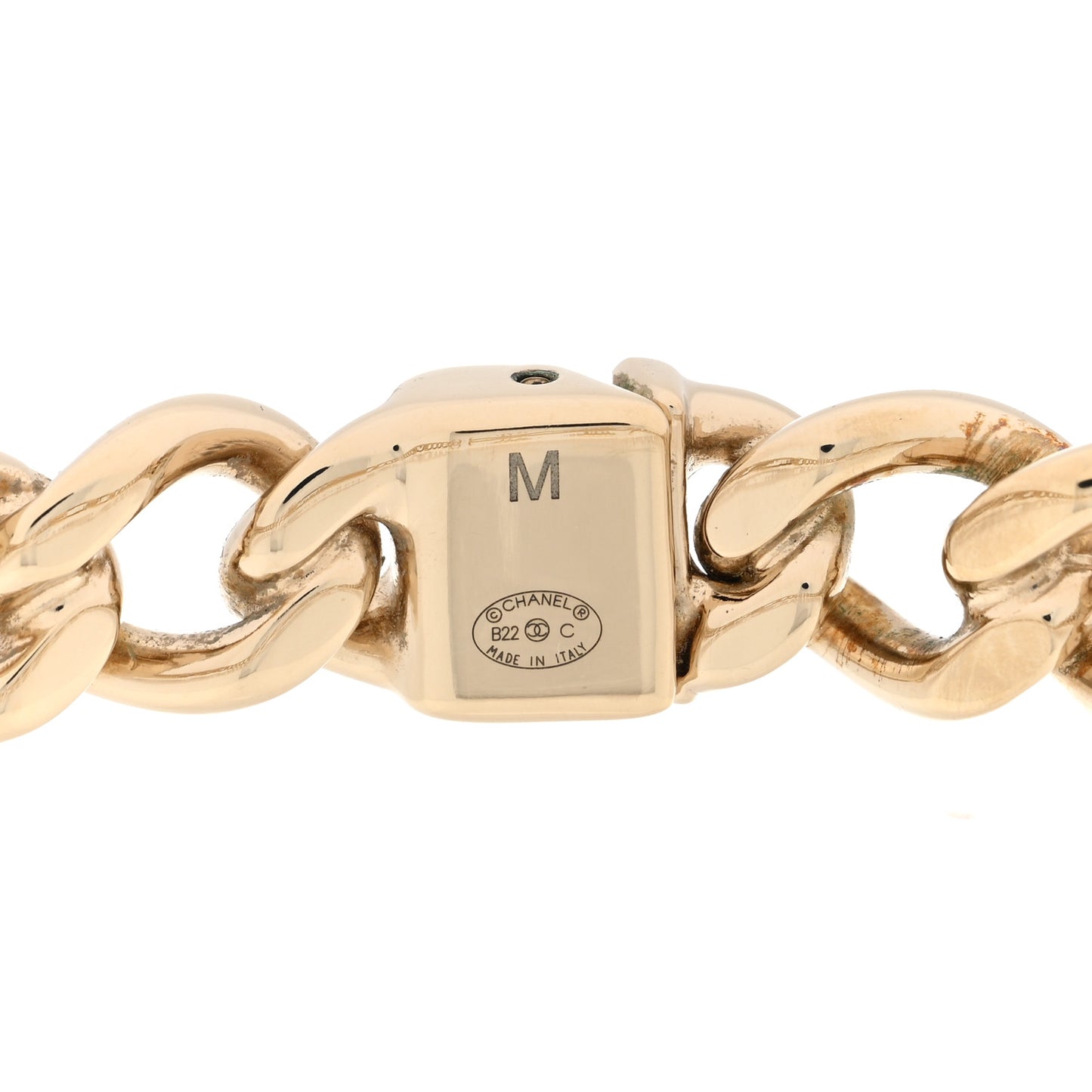 Metal CC Chain Link Choker Necklace M Gold