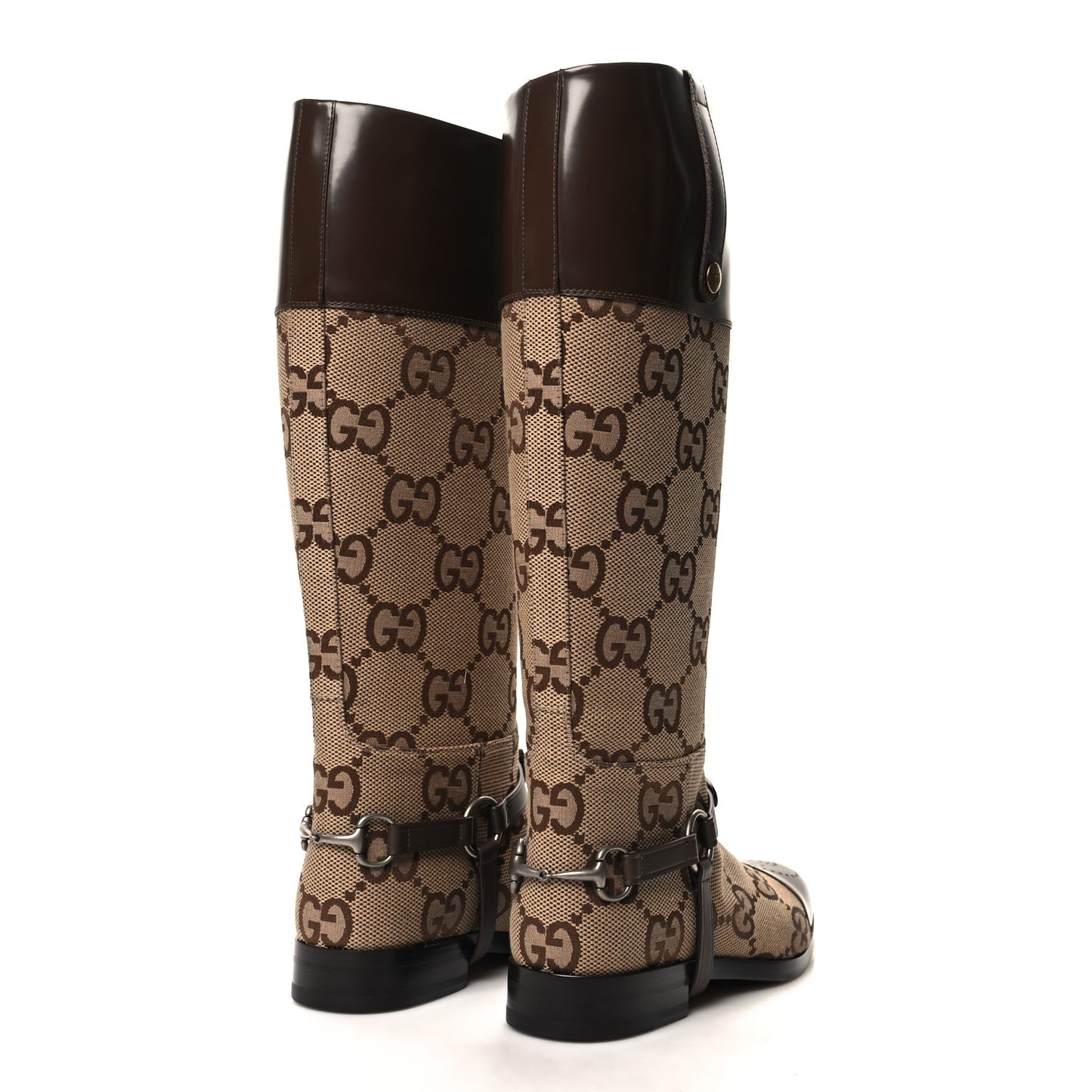 Monogram Jumbo GG Cordovan Lux Mens Zelda Harness Riding Boots 8 Camel Ebony New 9.5 Acero