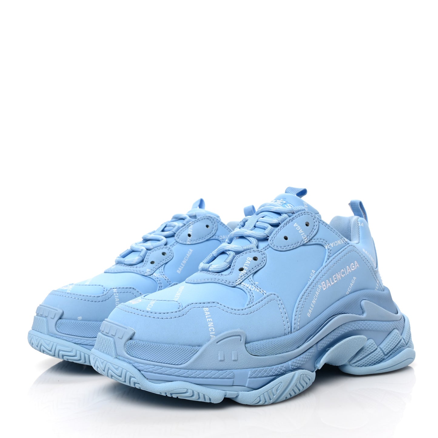 Technical Fabric Mesh Allover Logo Mens Triple S Sneakers 40 Light Bleu White