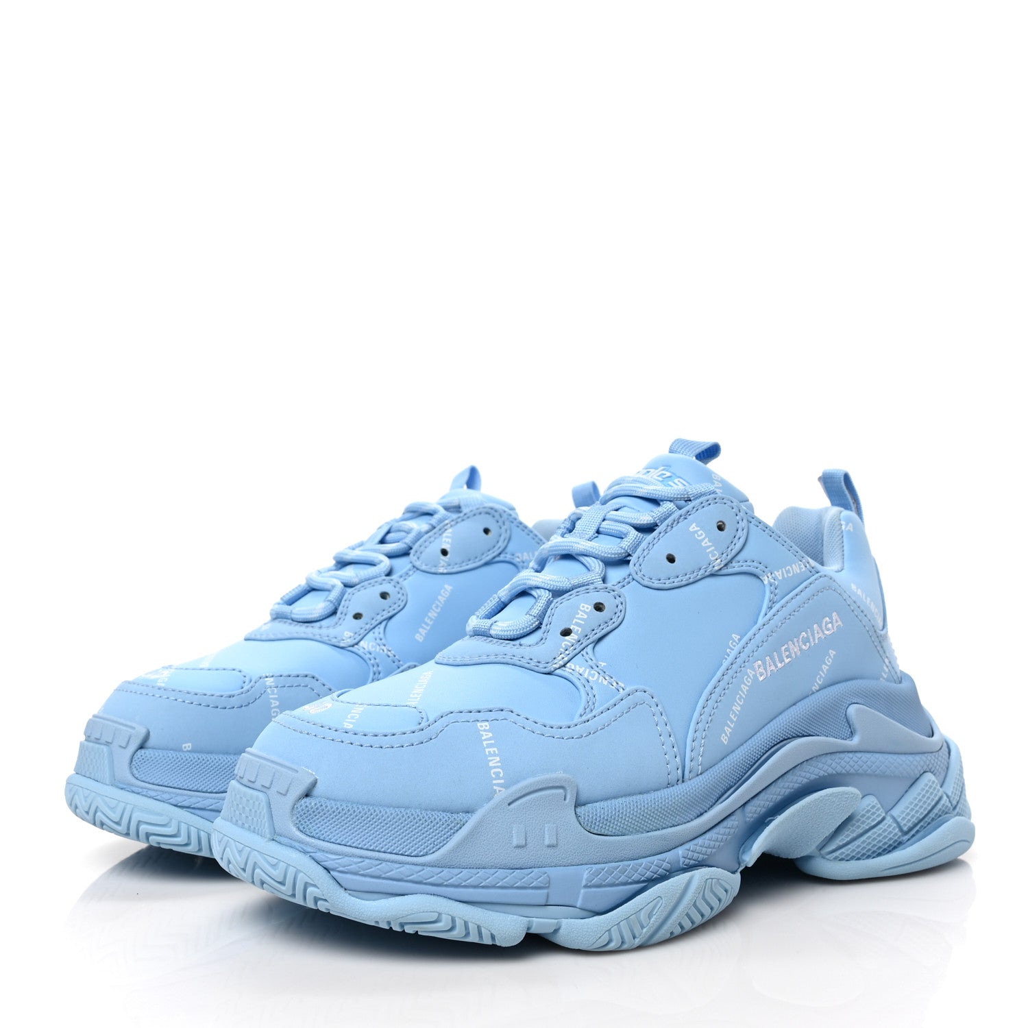 Balenciaga Technical Fabric Mesh Allover Logo Mens Triple S Sneakers 40 Light Bleu White 3 of 7