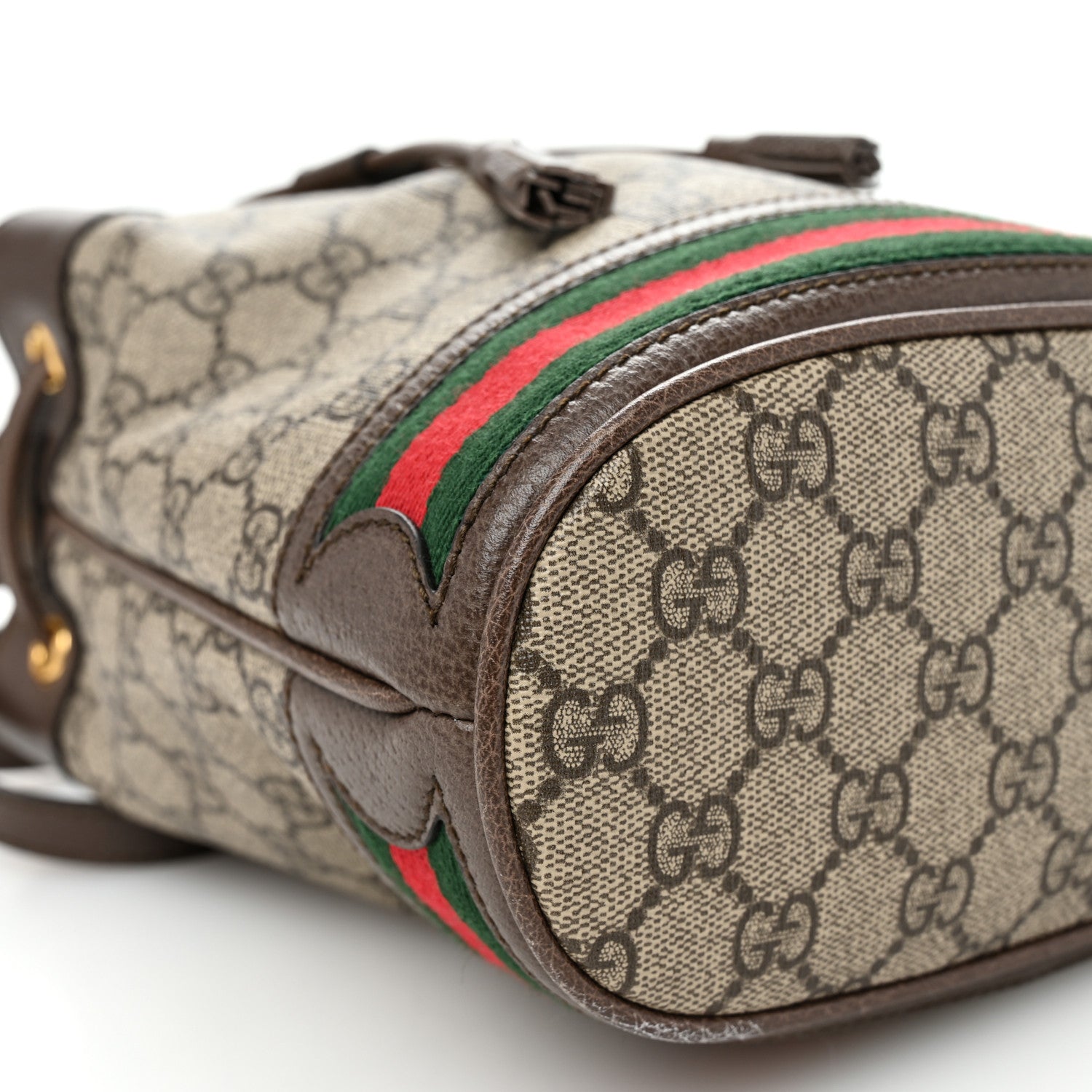 Gucci GG Supreme Monogram Web Small Ophidia Bucket Bag Brown 9 of 10
