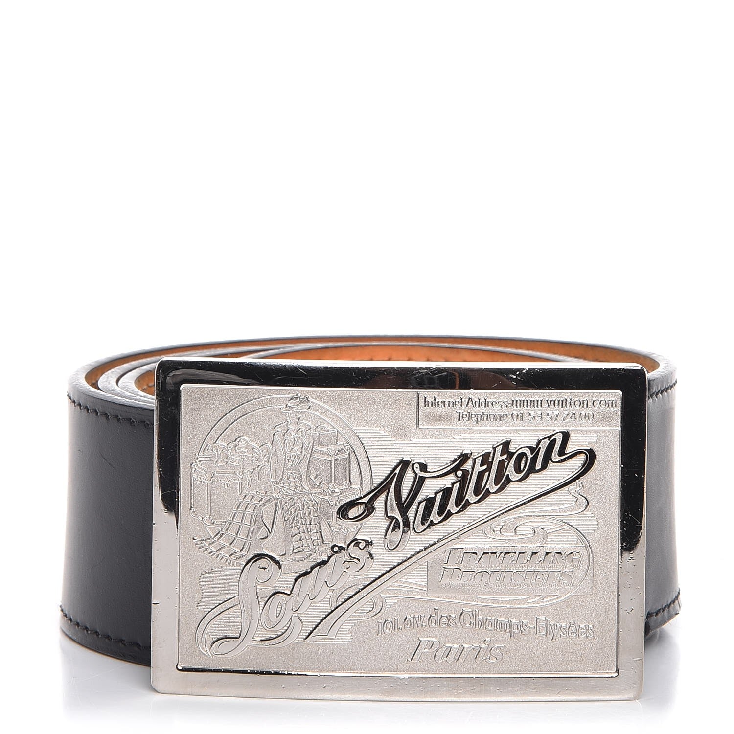 Louis Vuitton Calfskin Jeans Belt 100 40 Black 1 of 11