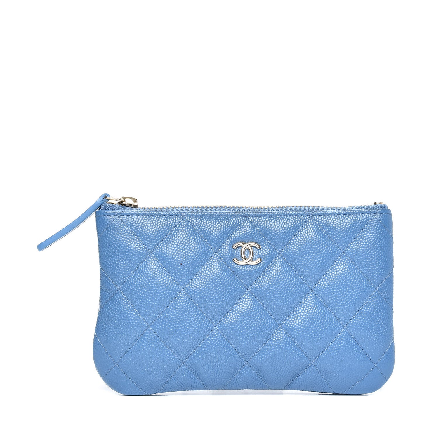 Caviar Quilted Small Cosmetic Case Blue