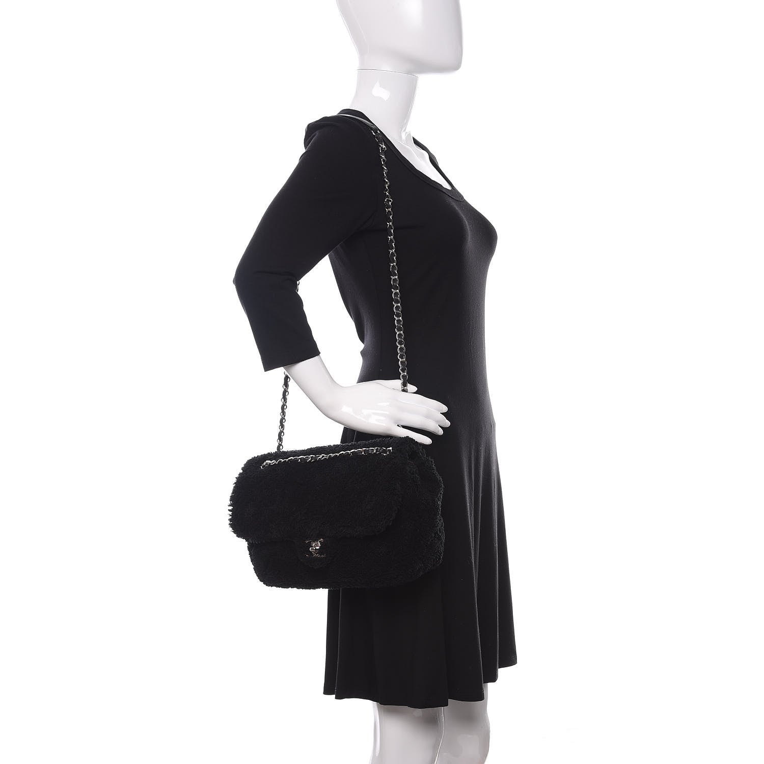 Chanel Lambskin Calfskin Mixed Fibers Quilted Medium Flap Black 2 of 11