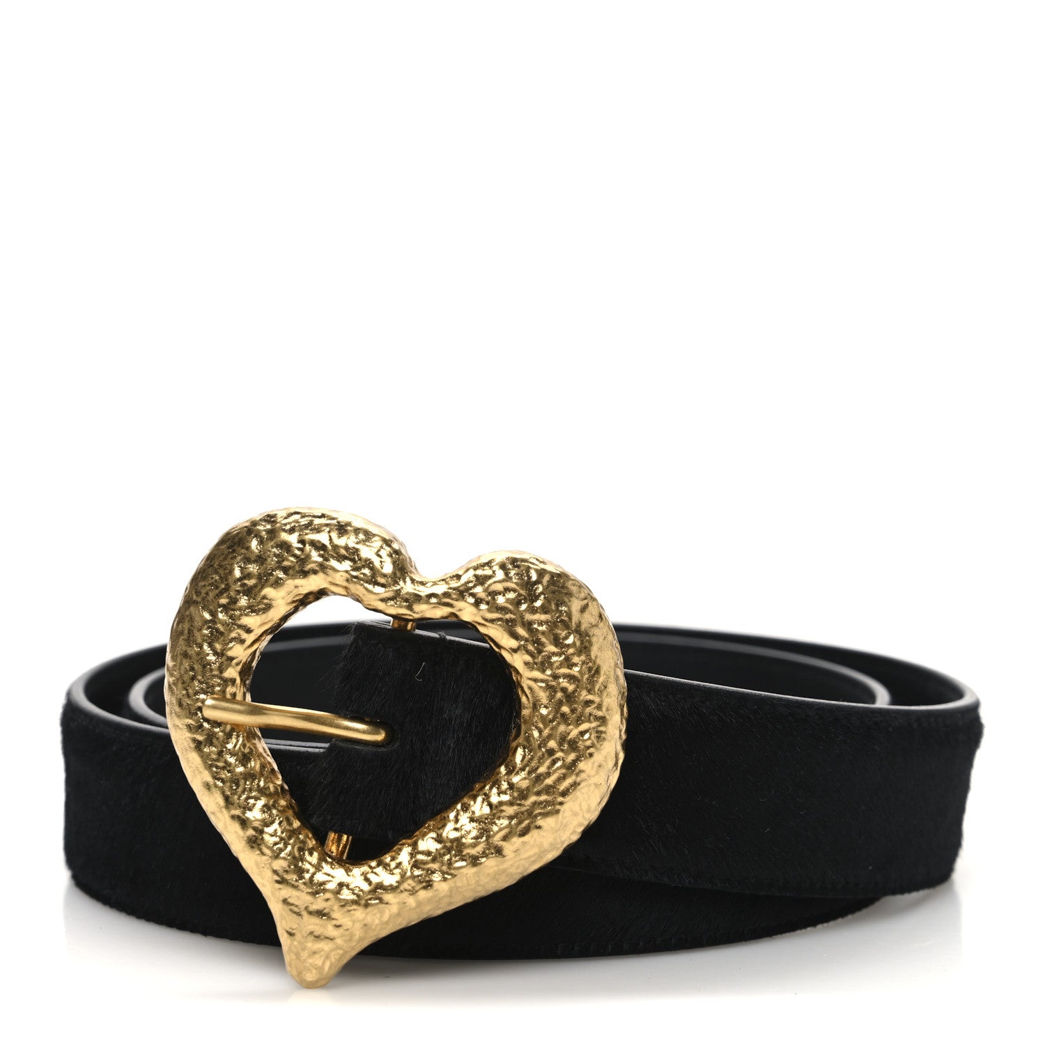 Saint Laurent Pony Hair Heart Belt 75/30 Black 1 of 6