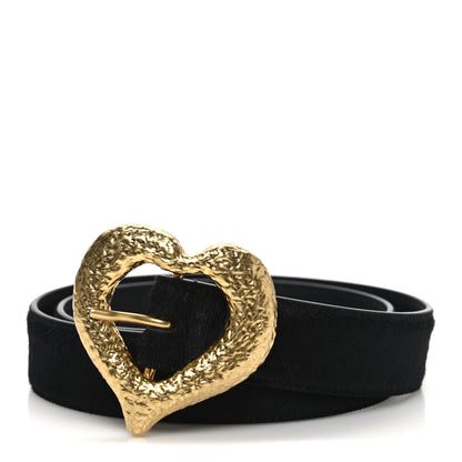 Saint Laurent Pony Hair Heart Belt 75/30 Black 1 of 6
