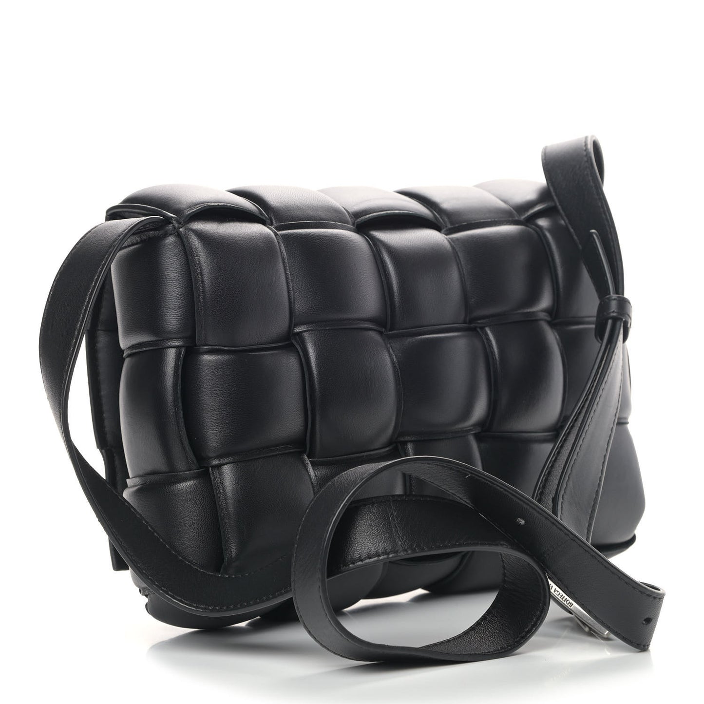 Paper Calfskin Maxi Intreccio Padded Cassette Crossbody Bag Black