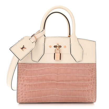 Louis Vuitton Alligator Goatskin City Steamer PM Sienna Nude White 1 of 10