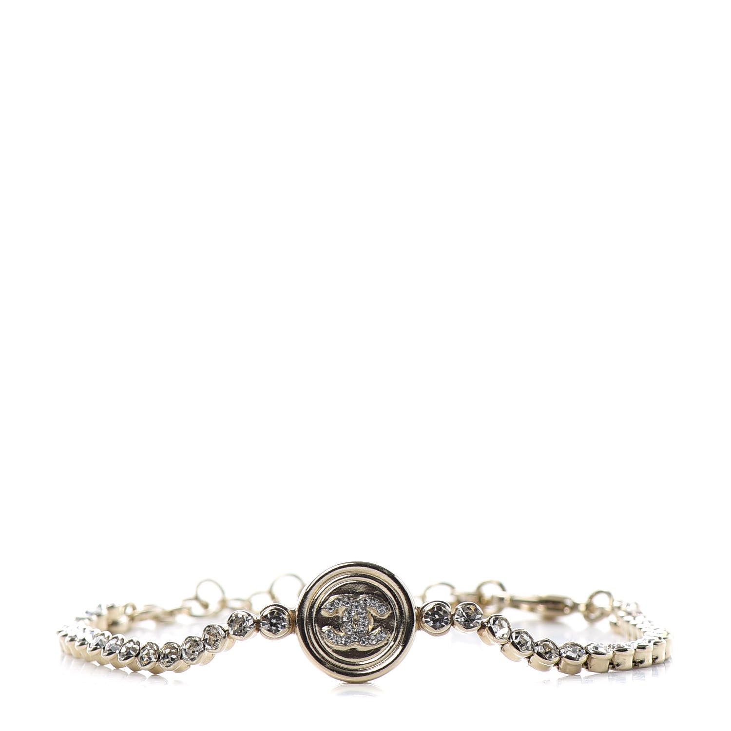 Chanel Crystal CC Chain Bracelet Gold 1 of 4