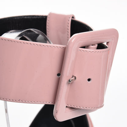 Saint Laurent Patent Calfskin Jane Ankle Strap Sandals 37.5 Pale Rose 9 of 9