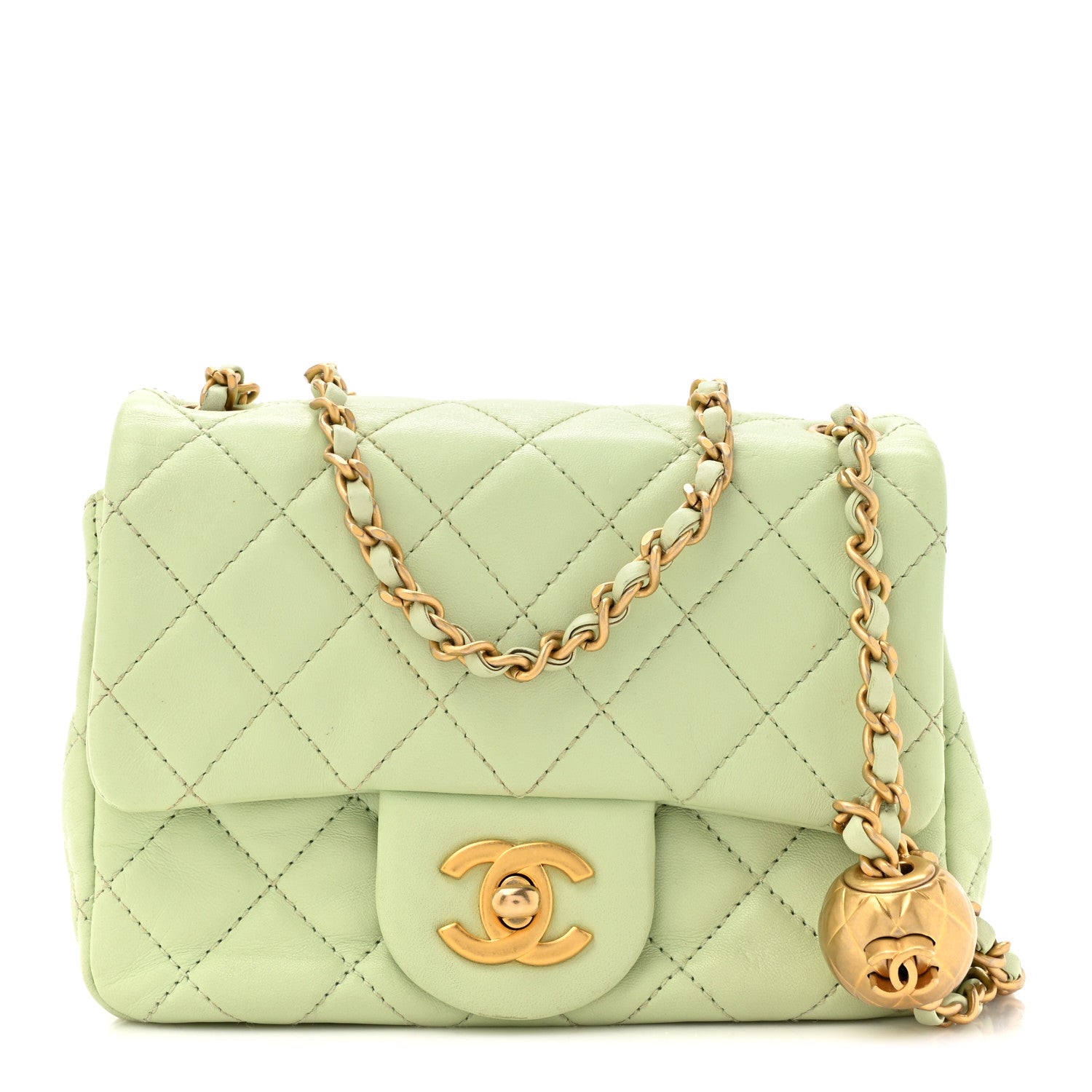 Chanel Lambskin Quilted Mini Pearl Crush Flap Light Green 1 of 16