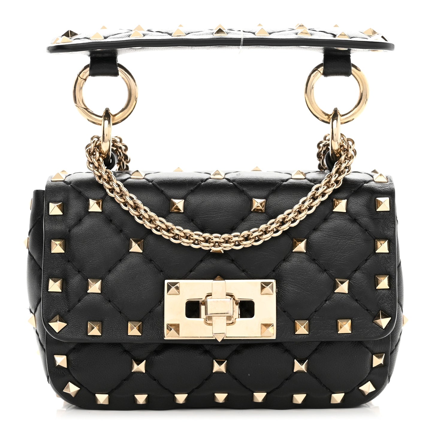Nappa Micro Rockstud Spike Shoulder Bag Black