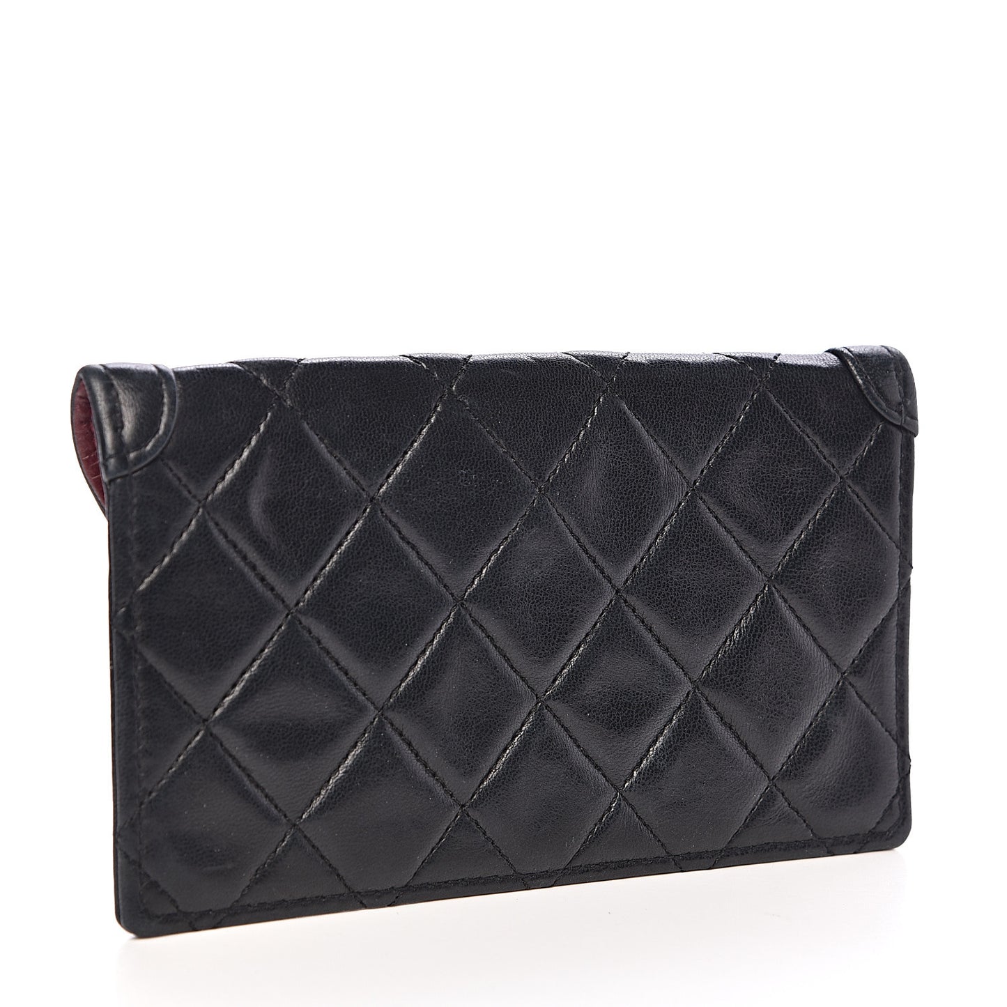 Lambskin Quilted Small Flap Wallet Black