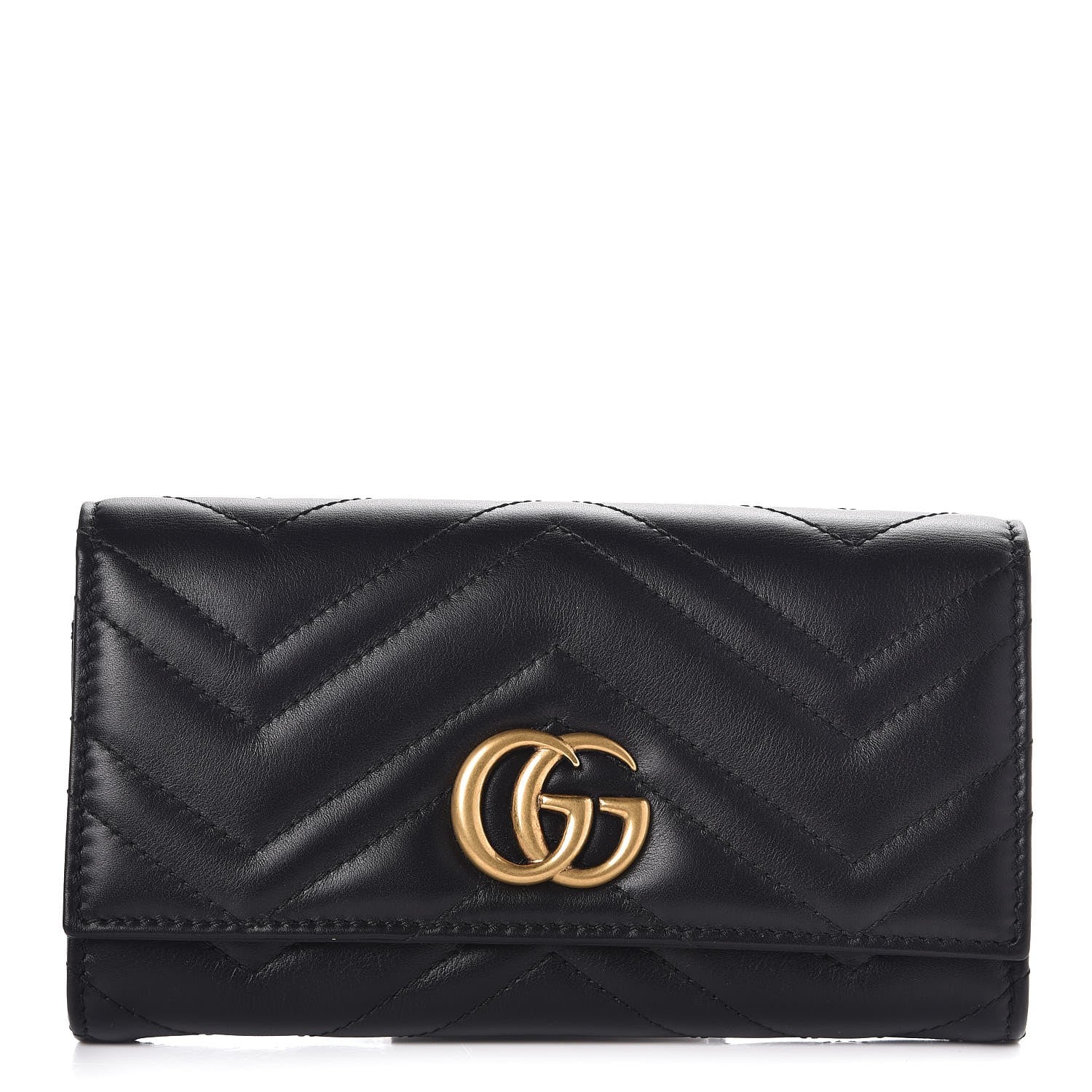 Gucci Calfskin Matelasse GG Marmont Continental Wallet Black 1 of 8