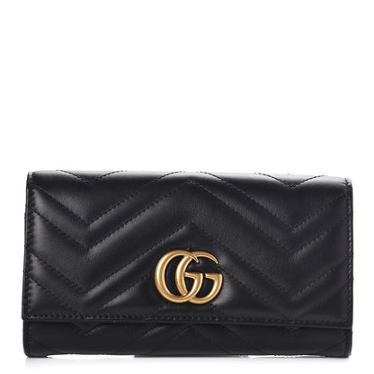 Gucci Calfskin Matelasse GG Marmont Continental Wallet Black 1 of 8