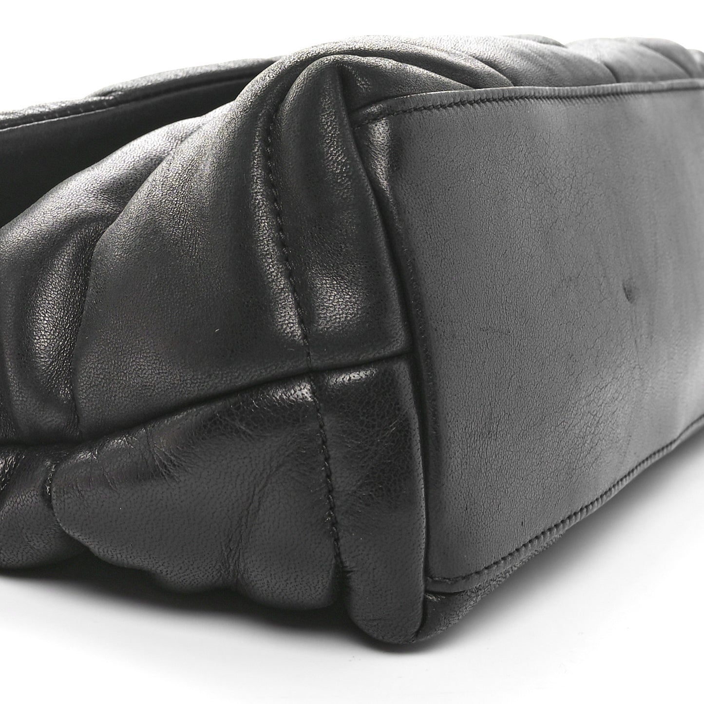 Lambskin Quilted Small Loulou Puffer Monogram Chain Satchel Black