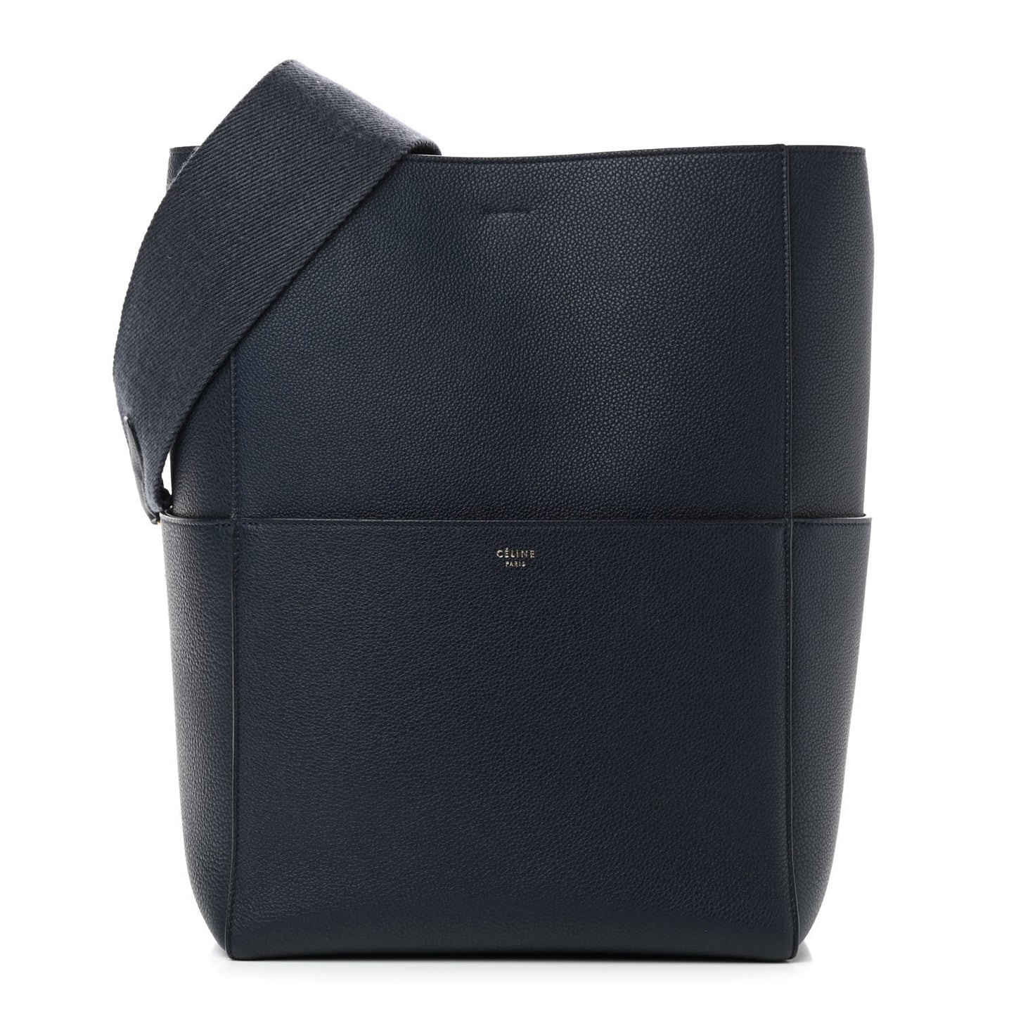 Soft Grained Calfskin Sangle Bucket Bag Navy Blue