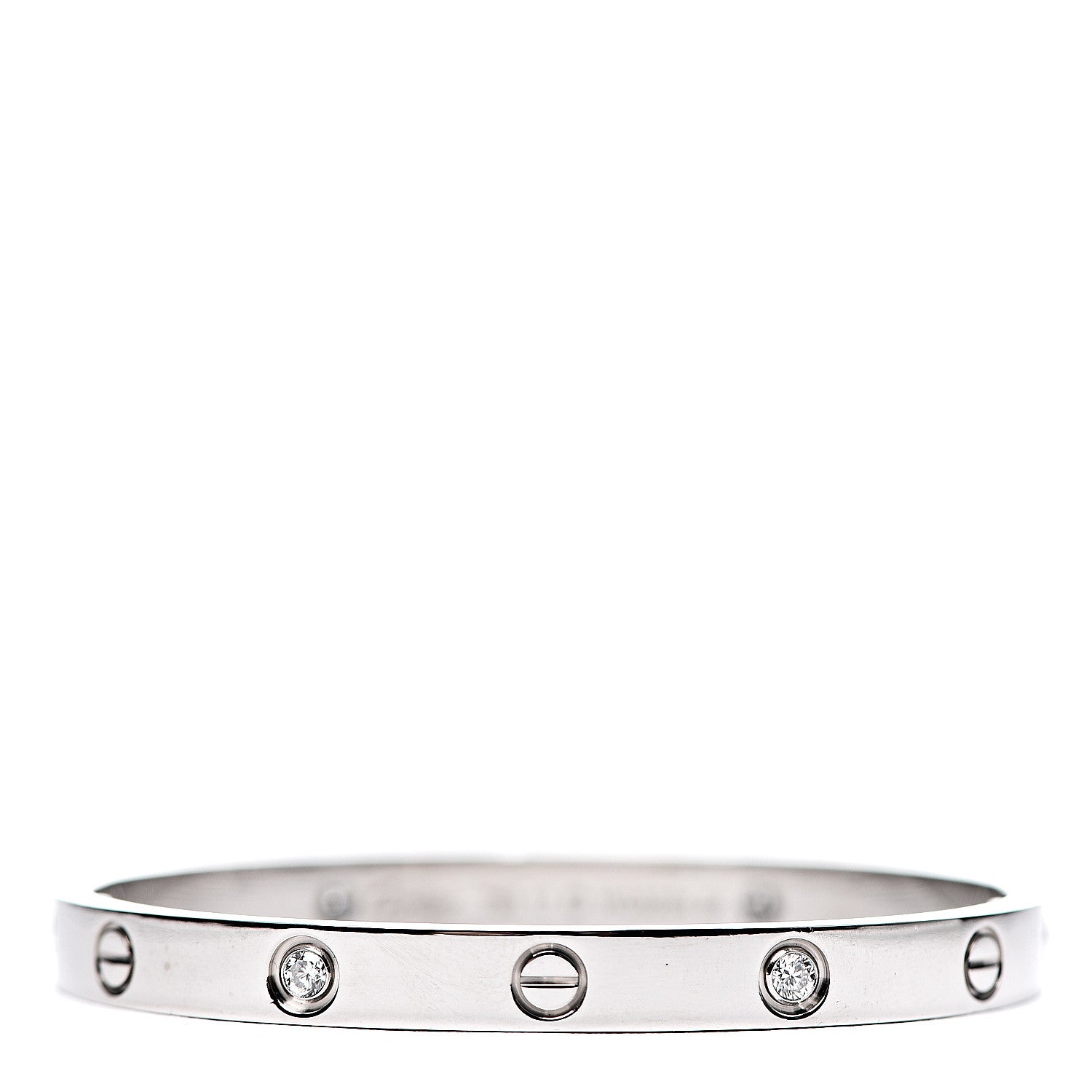 Cartier 18K White Gold 4 Diamond LOVE Bracelet 17 1 of 4