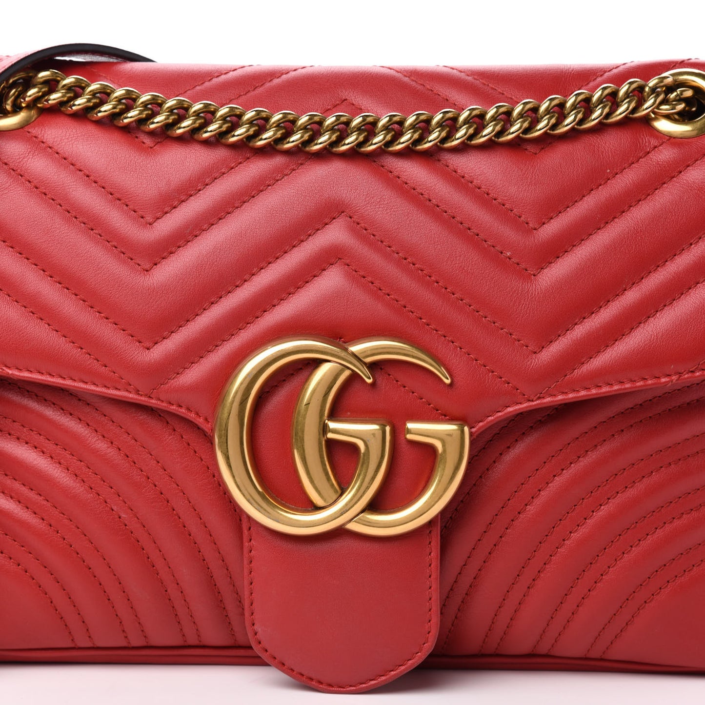 Calfskin Matelasse Medium GG Marmont Shoulder Bag Hibiscus Red