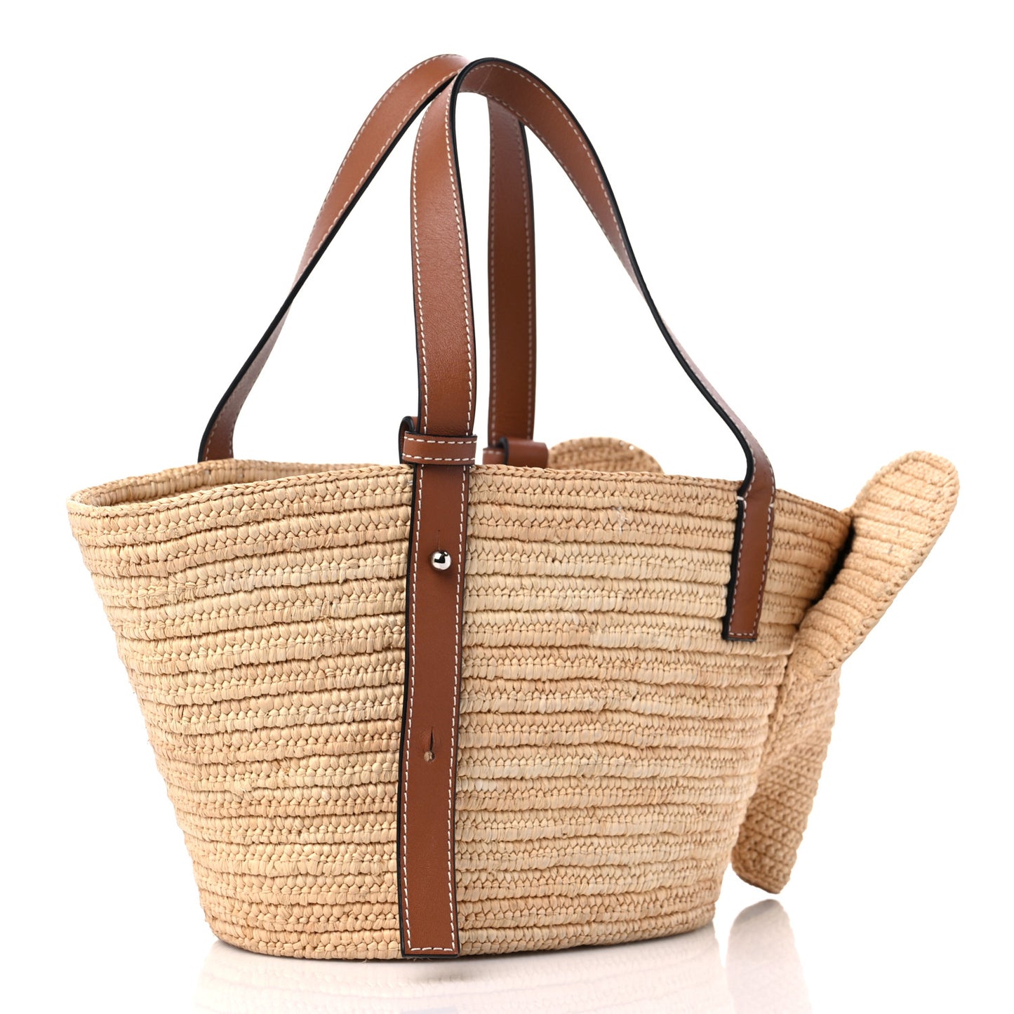Raffia Small Elephant Basket Tote Bag Natural Tan