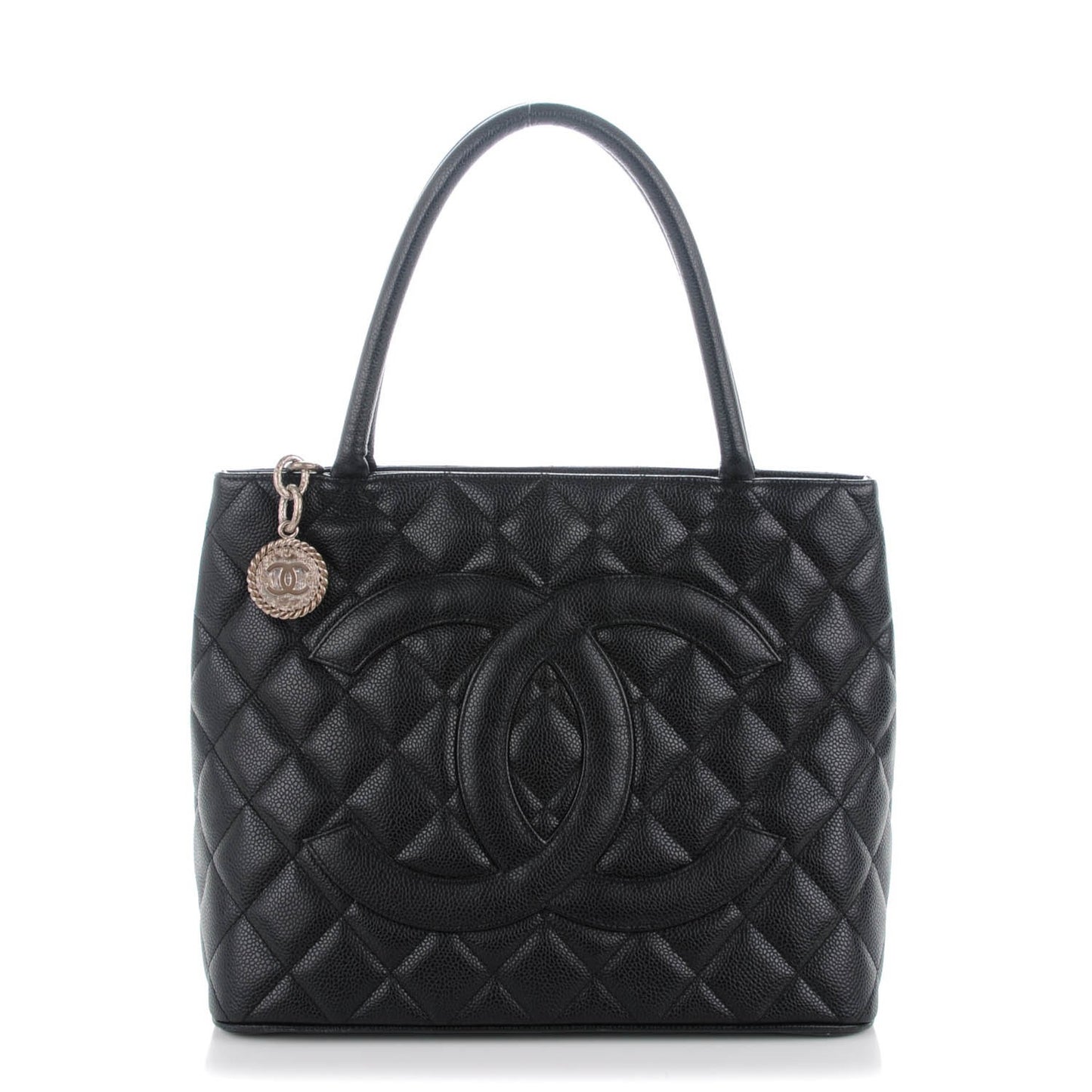 Caviar Quilted Medallion Tote Black