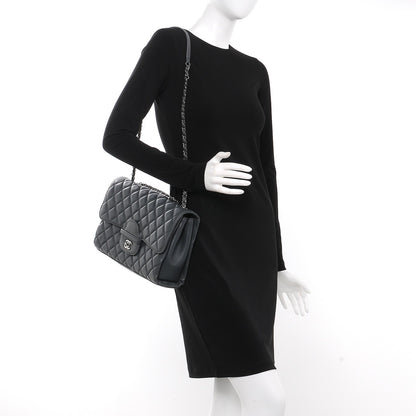 Chanel Lambskin Quilted Jumbo Coco Loop Flap Charcoal Grey 2 of 8