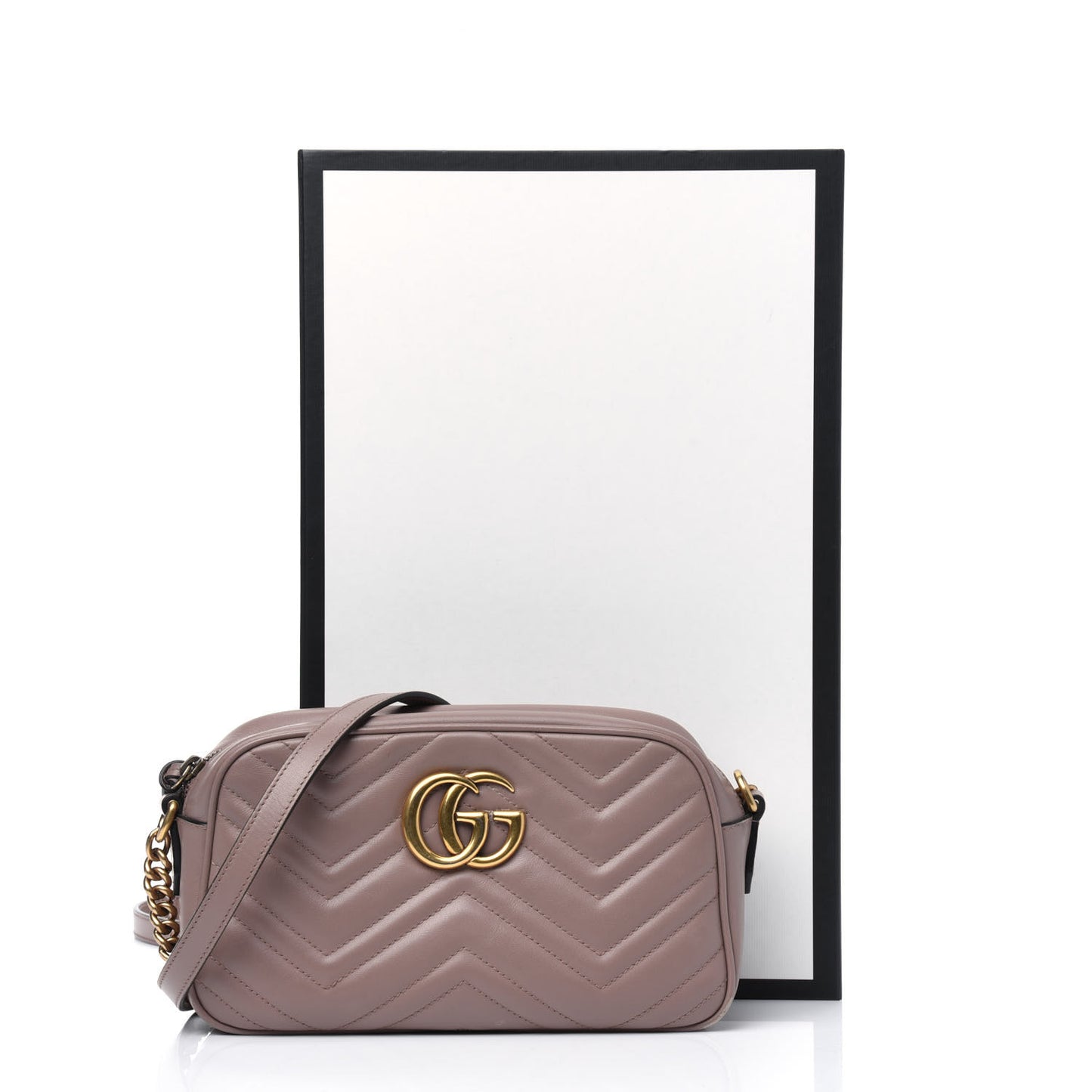 Calfskin Matelasse Small GG Marmont Chain Shoulder Bag Porcelain Rose