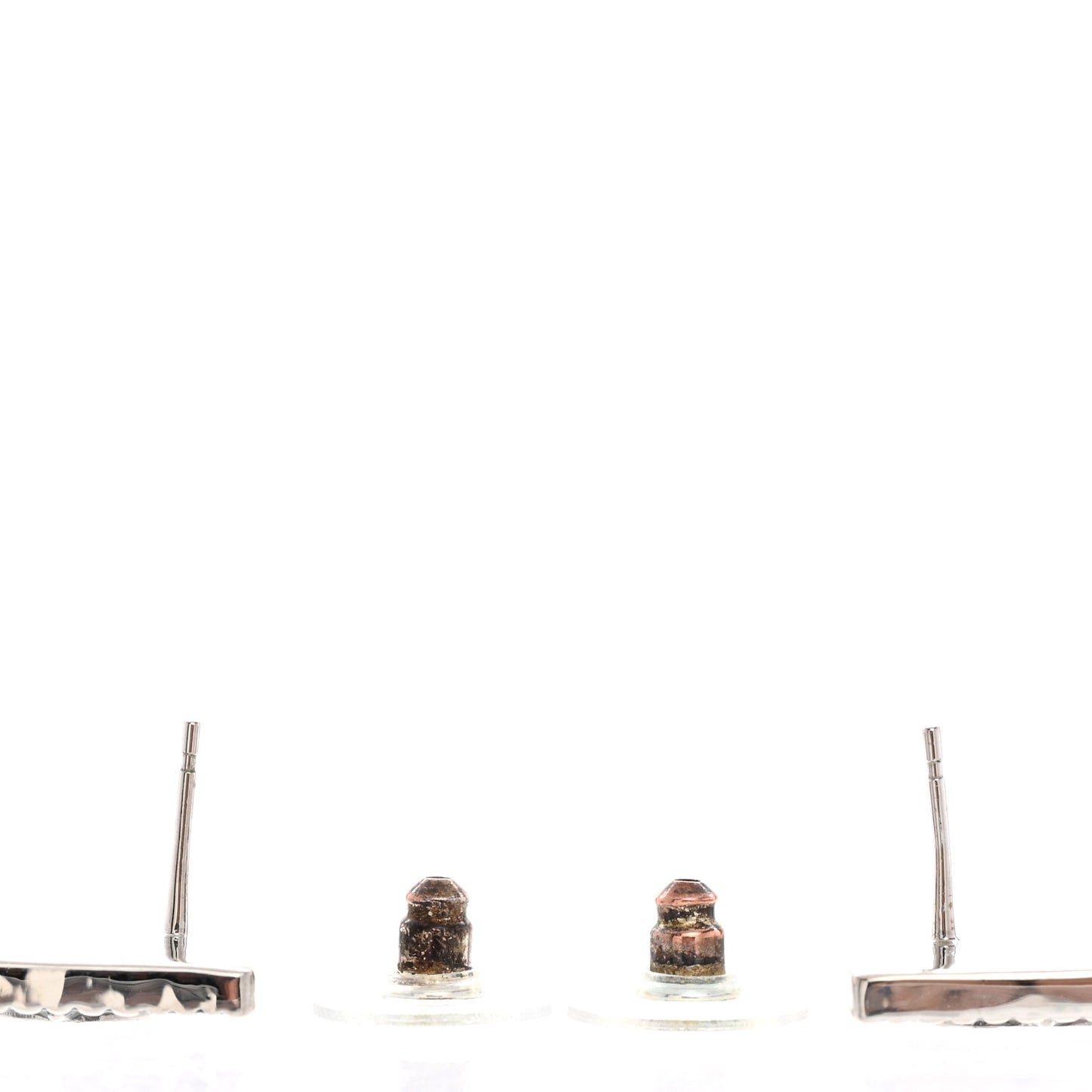 Metal Crystal Cha-Nel Logo Drop Earrings Silver