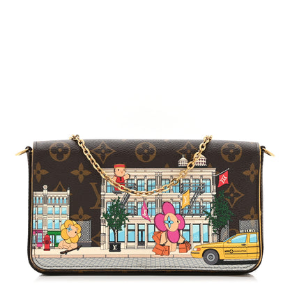 Louis Vuitton Monogram 2022 Christmas Animation New York Soho Pochette Felicie Chain Wallet Yellow 1 of 10