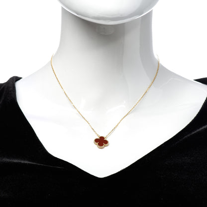 Van Cleef & Arpels 18K Yellow Gold Carnelian Vintage Alhambra Pendant Necklace 2 of 4