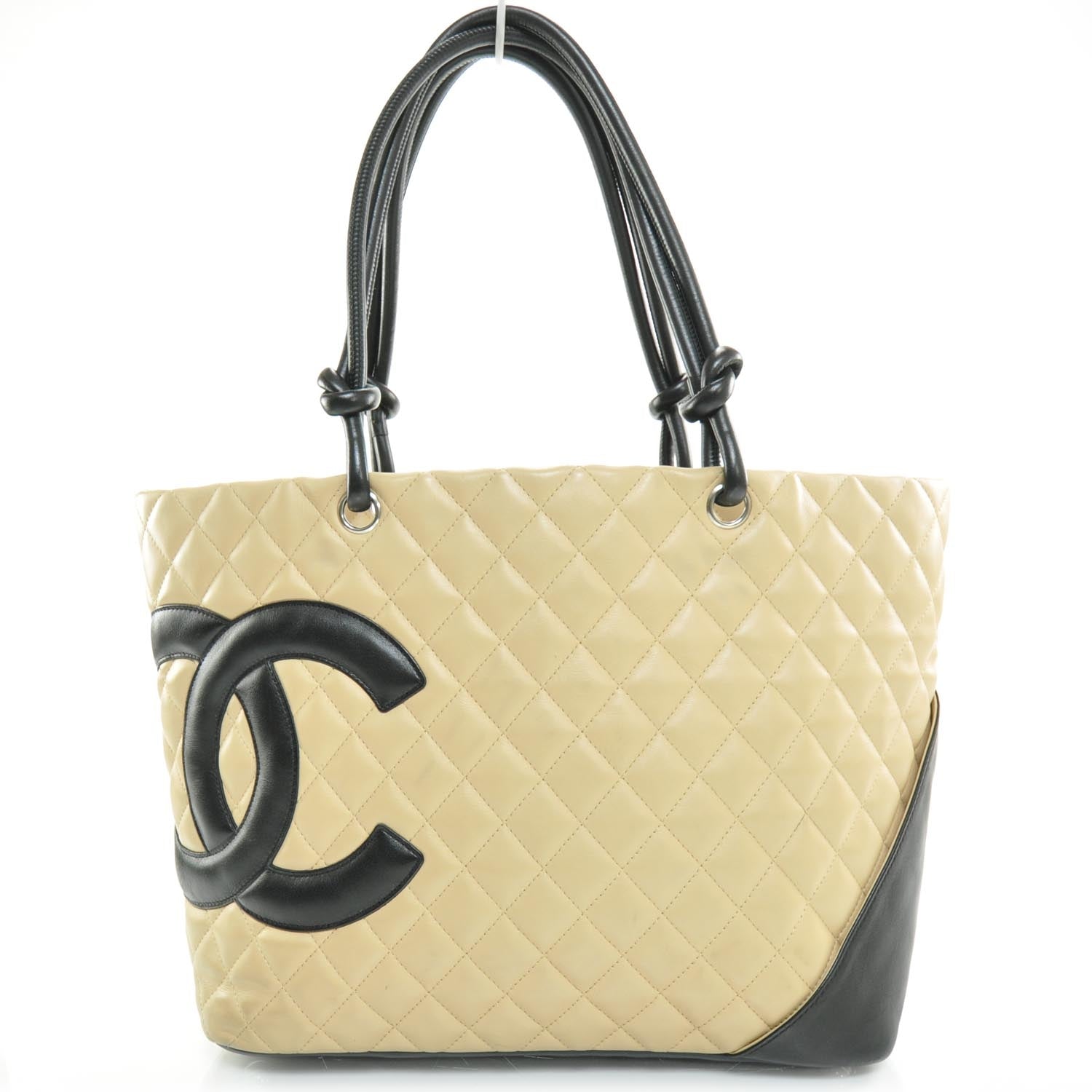 Chanel Calfskin Quilted Large Cambon Tote Beige Black 1 of 10