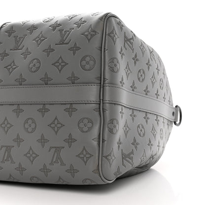 Louis Vuitton Calfskin Monogram Shadow Keepall Bandouliere 50 Anthracite Gray 8 of 12