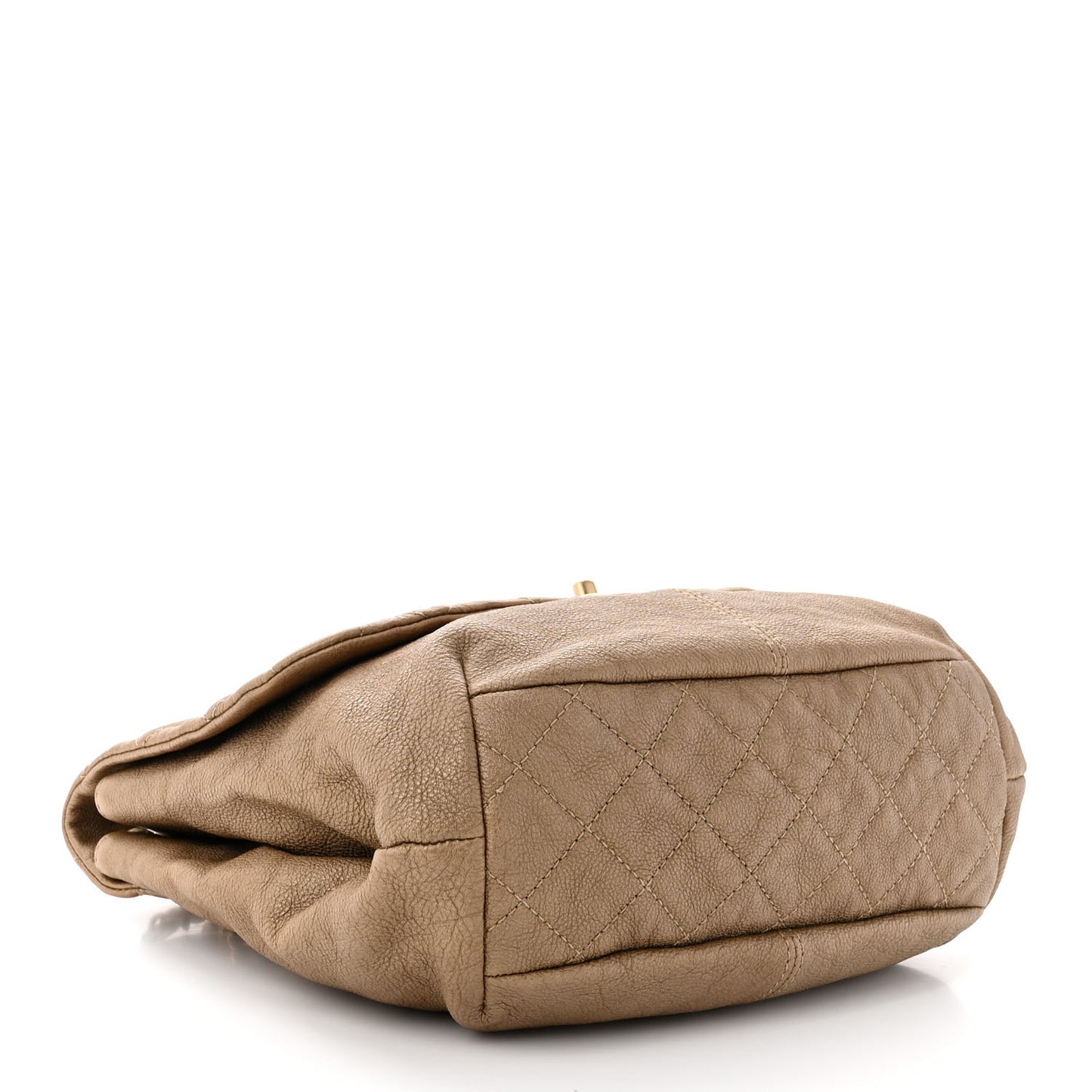 Metallic Calfskin Quilted Trianon Small Messenger Flap Gold