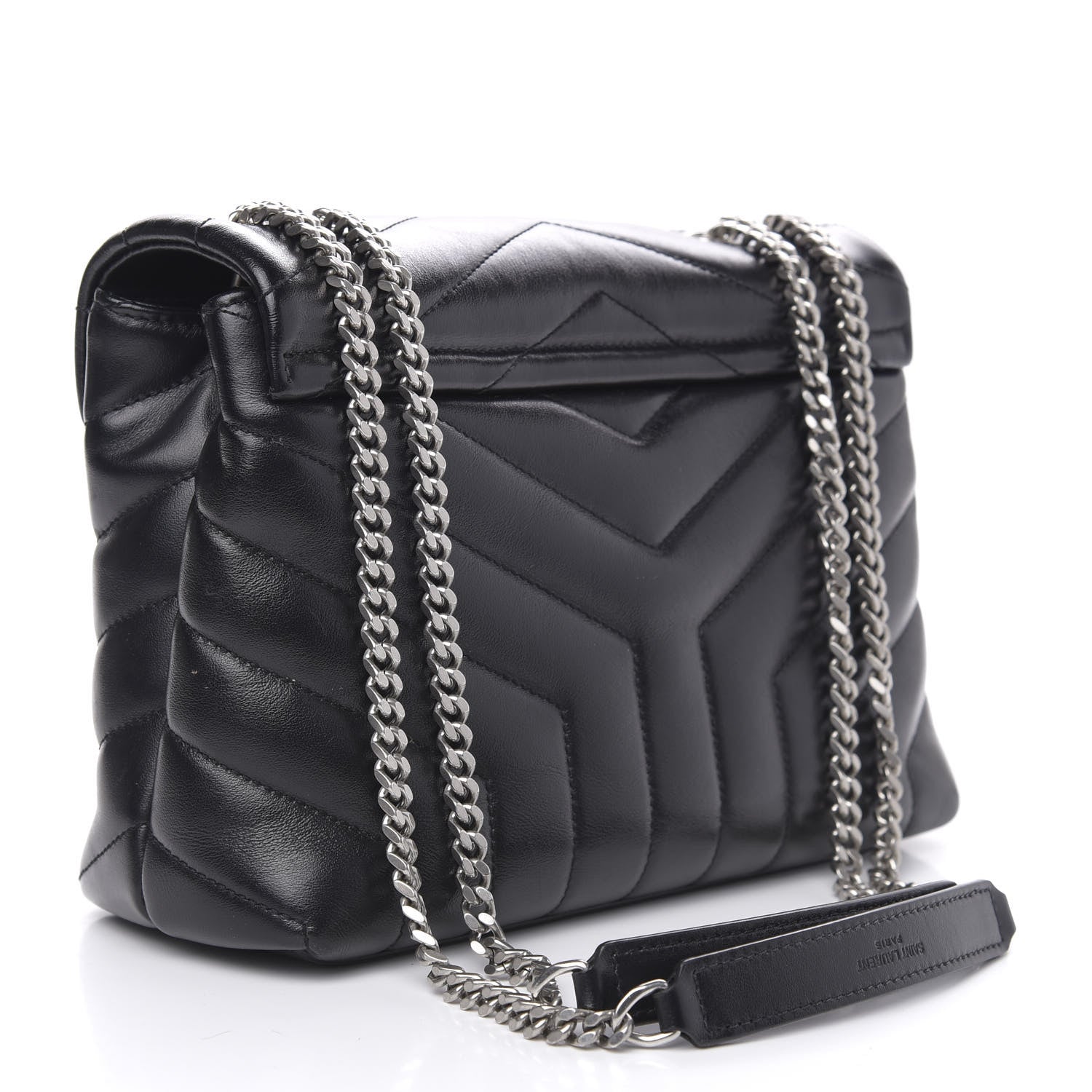 Saint Laurent Calfskin Y Quilted Monogram Small Loulou Chain Satchel Black 4 of 14