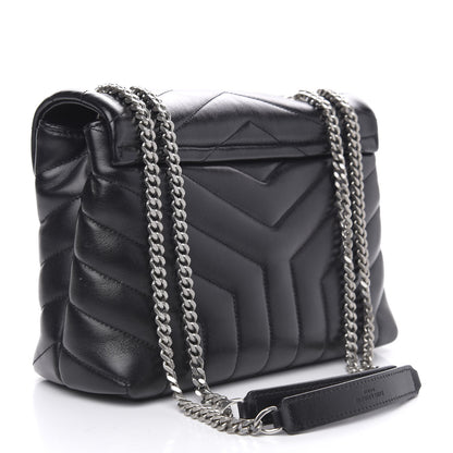 Saint Laurent Calfskin Y Quilted Monogram Small Loulou Chain Satchel Black 4 of 14