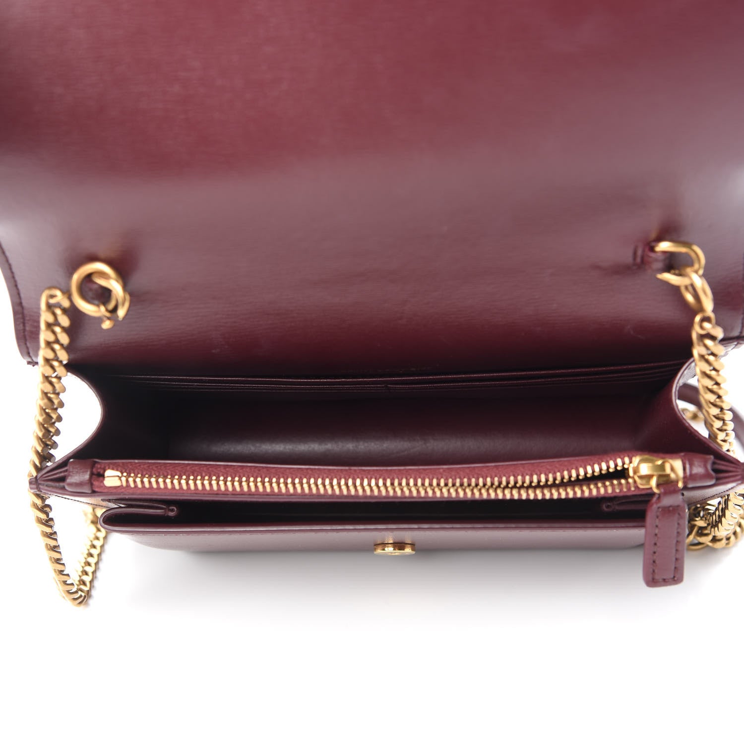 Saint Laurent Calfskin Monogram Sunset Chain Wallet New Red 5 of 9