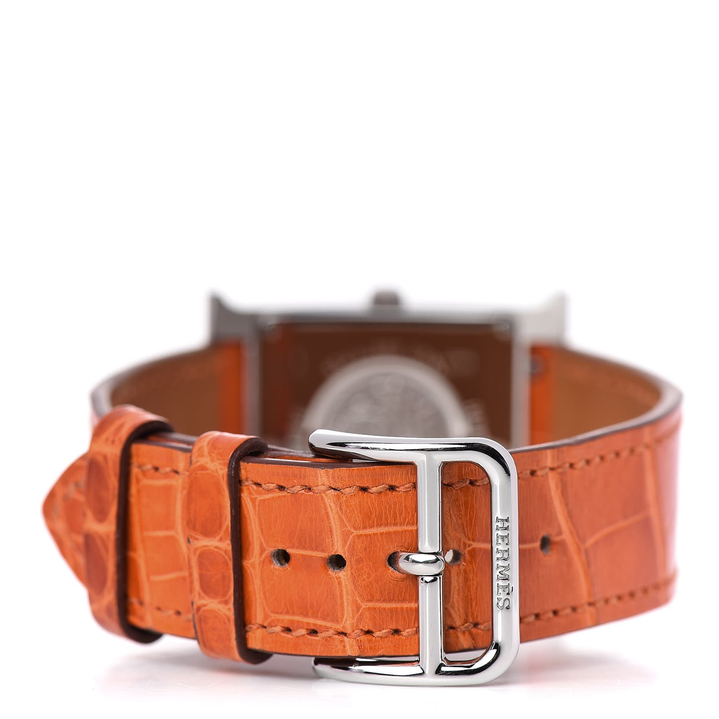 Stainless Steel Alligator Diamond Mother of Pearl 26mm Heure H Hour Quartz Watch Orange