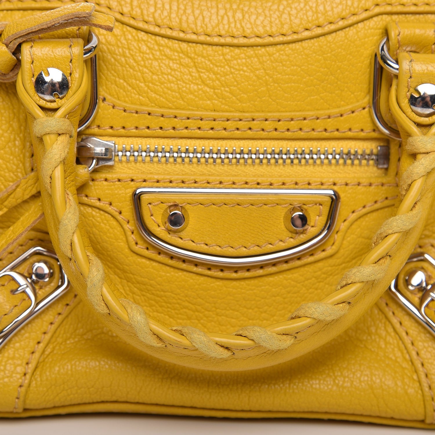 Balenciaga Chevre Silver Metallic Edge Hardware Nano City Jaune Epi 8 of 9