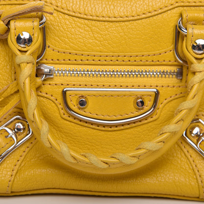 Balenciaga Chevre Silver Metallic Edge Hardware Nano City Jaune Epi 8 of 9