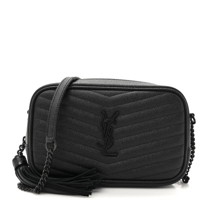 Saint Laurent Grain De Poudre Matelasse Monochrome Monogram Mini Lou Camera Bag Black 1 of 11