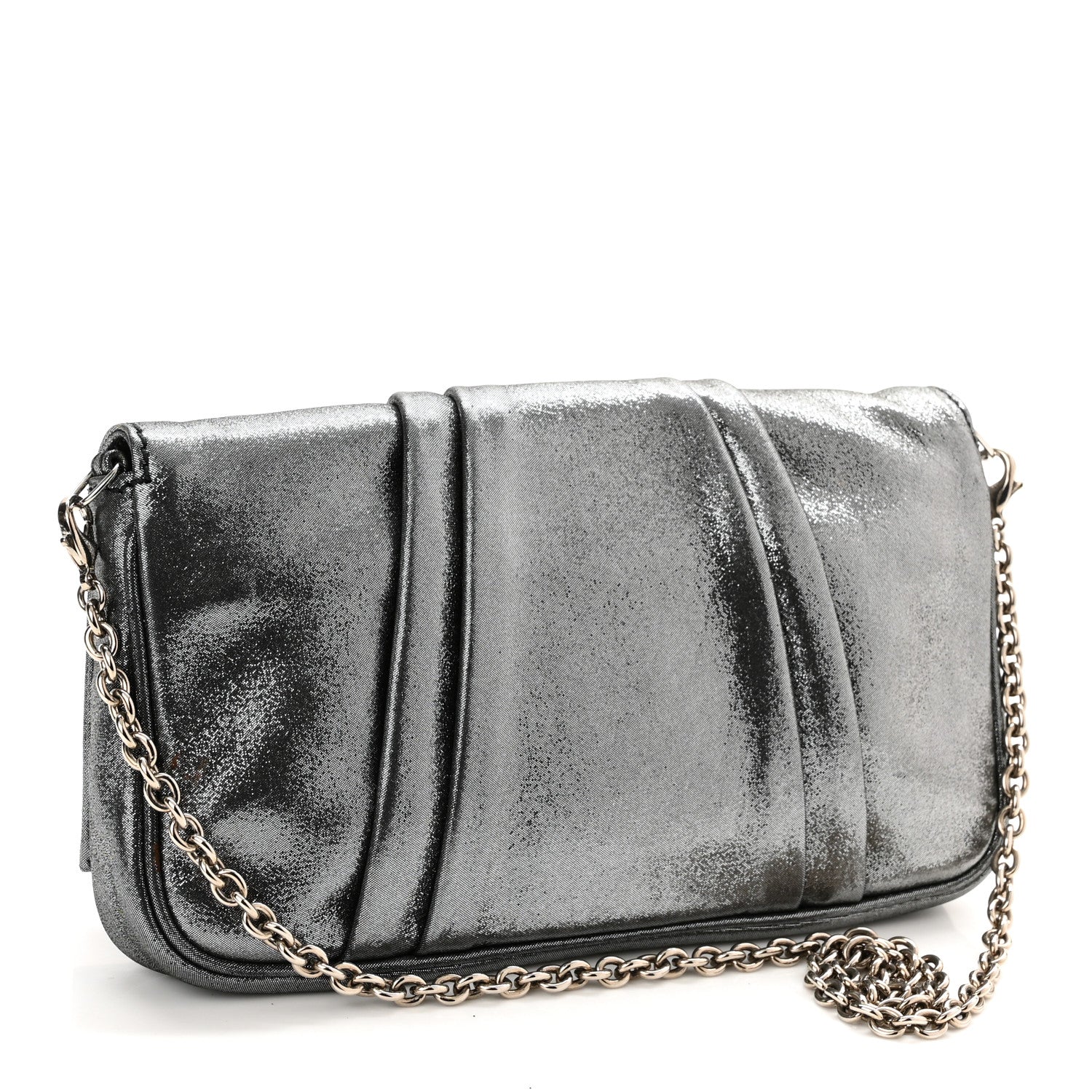 Fendi Metallic Calfskin Mia Pochette Silver 3 of 12