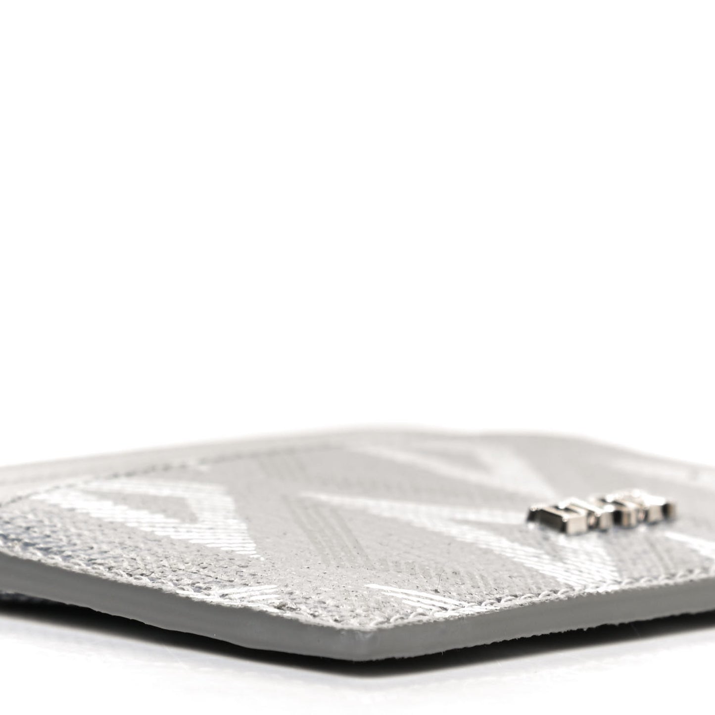 Calfskin CD Diamond Canvas Card Holder Grey