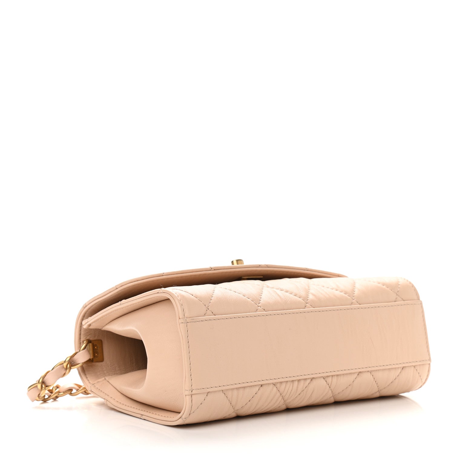 Chanel Crumpled Lambskin Quilted Mini CC Links Top Handle Flap Beige 4 of 9