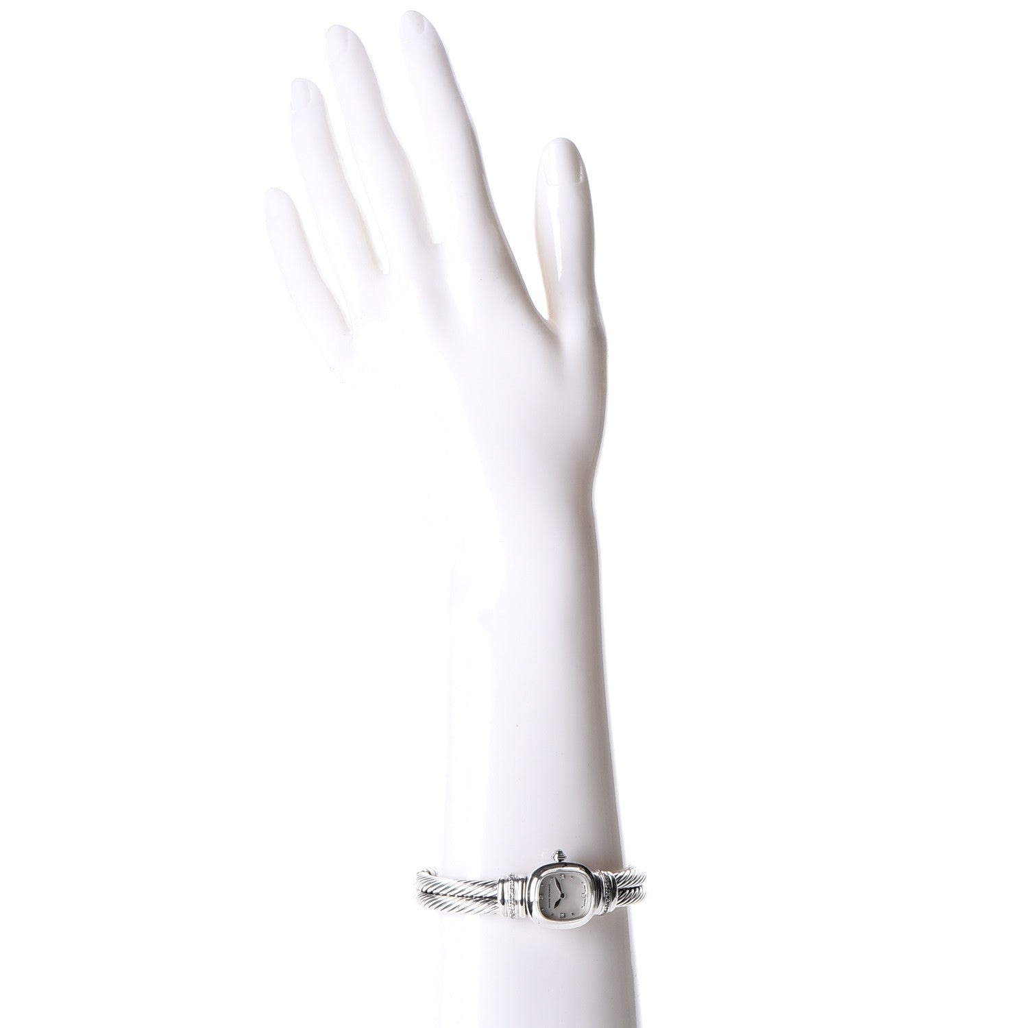 David Yurman Sterling Silver Diamond Mother of Pearl 19mm Cable Chelsea Quartz Watch 2 of 7