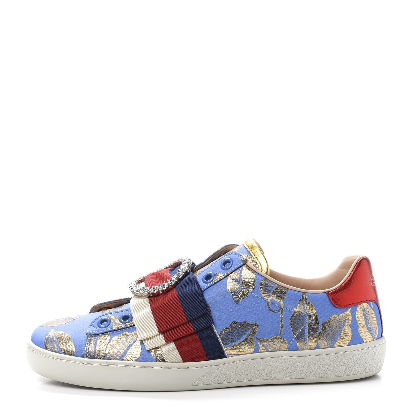 Lurex Jacquard Crystal Sylvie Web Branches Womens Ace Sneakers 36 Pervinca Gold