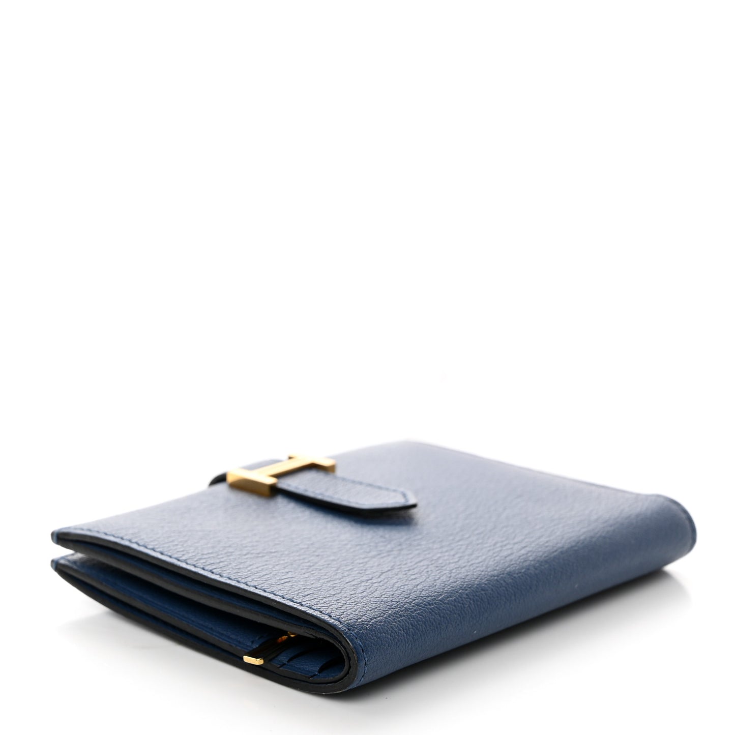 Chevre Mysore Bearn Compact Wallet Bleu Encre