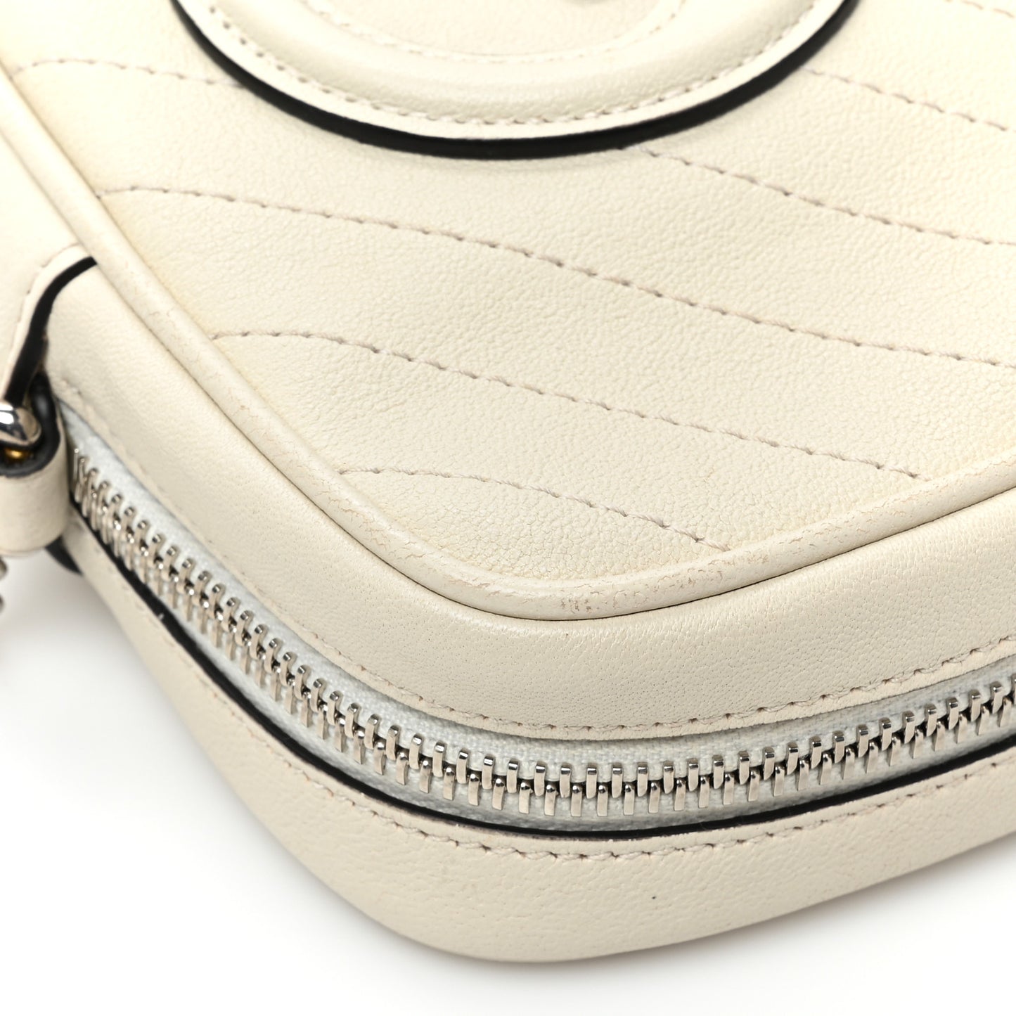 Sakai Be Green Calfskin Diagonal Stitched Mini Blondie Vertical Shoulder Bag Mystic White